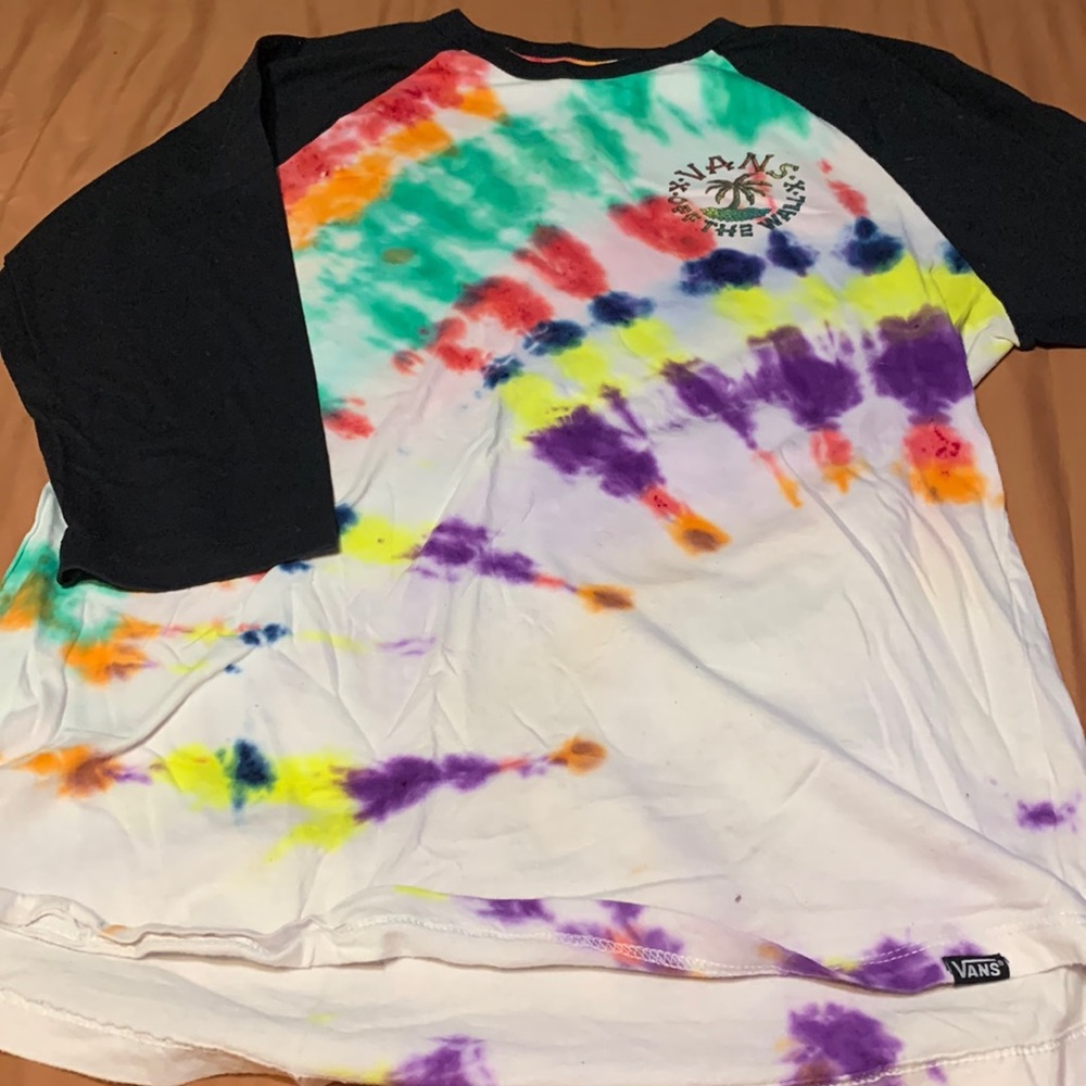 Mens custom vans tie die t shirt  3/4 sleeve